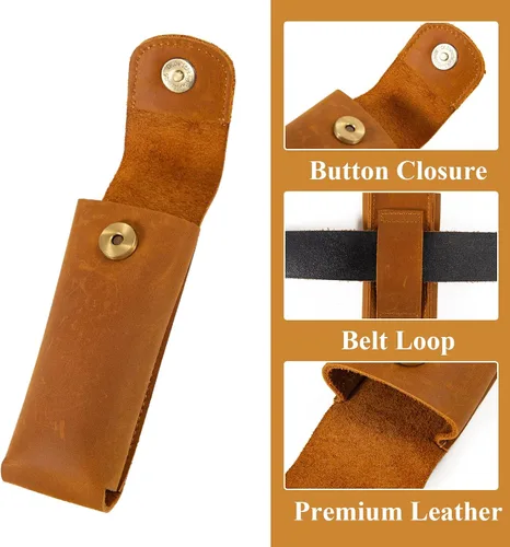 Vista 3 de Funda multiherramienta para hombres, bolsa multiherramienta de cuero, organizador de bolsa EDC para cinturón, funda multiherramienta con cierre