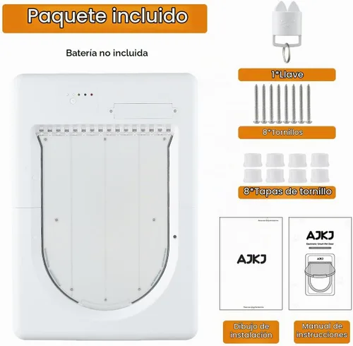 Vista 9 de Puerta inteligente electrónica para mascotas AJKJ, puerta automática para perros con 3 modos, puerta electrónica con sensor de batería con 1 llave
