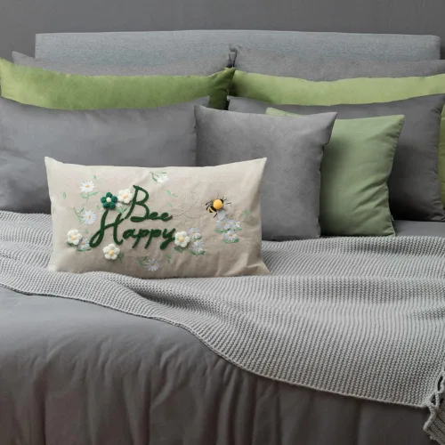 Vista 7 de KINGROSE Funda de almohada con diseño de abeja de miel, funda de cojín bordada para sofá, dormitorio, sofá, sala de estar, 14 x 24 pulgadas