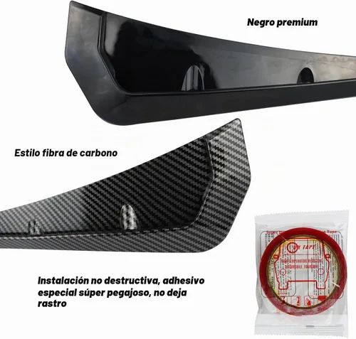 Vista 3 de Adhesivos de decoración para parachoques laterales de coche negro con rejilla de ventilación, material ABS, alerones para parachoques, adhesivos