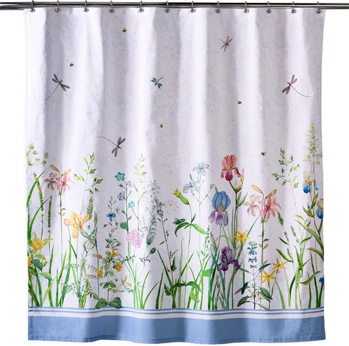 Vista 15 de Maison d' Hermine Cortina de ducha 100% algodón, un panel, 70 x 72 pulgadas, cortinas de ducha de tela lavable para baño, fácil de colgar con 12