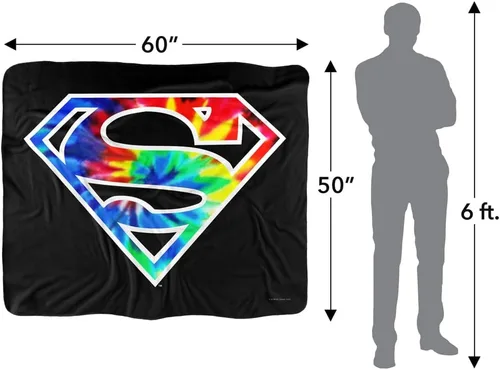 Vista 5 de Superman - Manta de 50 x 60 pulgadas, diseño de teñido anudado con logotipo de Superman sedoso al tacto, manta de sherpa súper suave