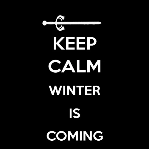 Vista 2 de Divertida calcomanía de vinilo con texto en inglés "Keep Calm Winter is Coming Sword Parody" (6 pulgadas, negro)