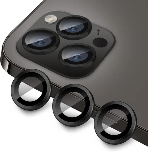 Vista 8 de Compatible con iPhone 14 Pro / 14 Pro Max, protector de lente de cámara antiarañazos, protector de lente de vidrio templado 9H, protector de Negro
