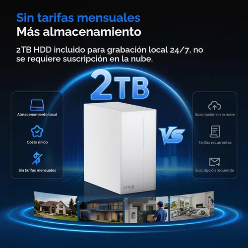 Vista 3 de Sistema de cámara de torreta PoE 4K, carcasa metálica, NVR HDD de 2 Blanco suave