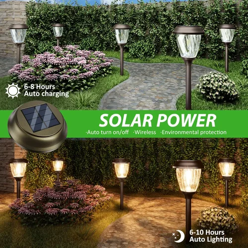Vista 3 de XMCOSY+ Luces solares de camino para exteriores, luces solares de vidrio blanco cálido de 10/25 lm para patio y pasarela, iluminación de paisaje