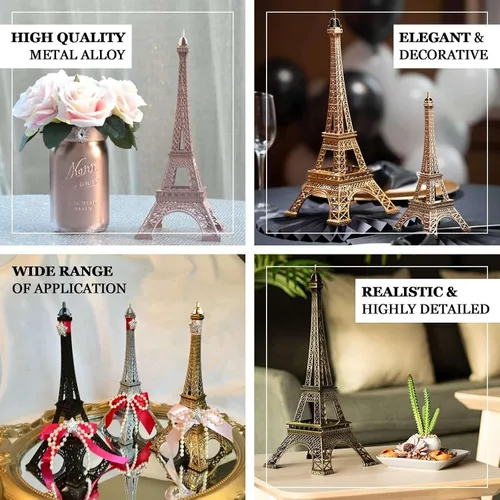 Vista 4 de Efavormart - Centro de mesa de la torre Eiffel de metal negro de 10 pulgadas, elegante decoración de la torre Eiffel negra y figura decorativa