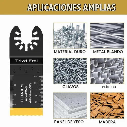 Vista 5 de Trivd Frol 10 cuchillas multiherramienta de titanio, hojas de sierra oscilantes, corte de metal para clavos, madera, plástico y material duro, juego