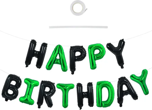 Vista 39 de TONIFUL Pancarta de Globos Negros de Feliz Cumpleaños de 16 Pulgadas con Letras de Papel de Aluminio Mylar, Cartel Banderín Reutilizable