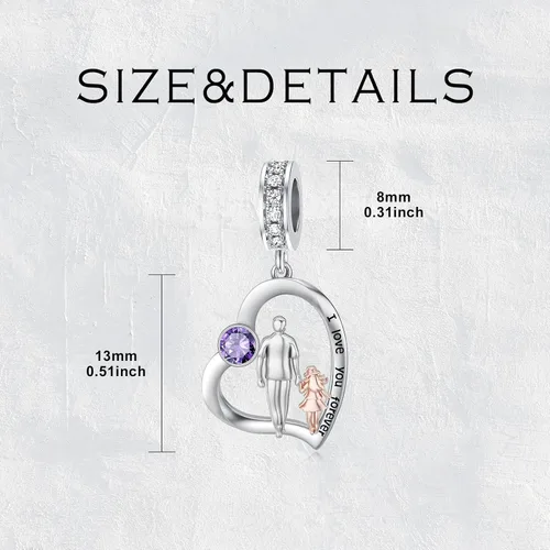 Vista 166 de PROESS Dije para padre, madre e hija, pulsera de plata de ley para pulseras, regalos de cumpleaños, día de San Valentín, para hija, madre, amante