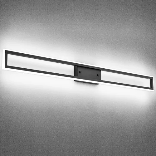 Vista 9 de Luces de tocador de níquel cepillado para baño, luces LED regulables para baño, luz de tocador moderna de 24 pulgadas, 6000 K