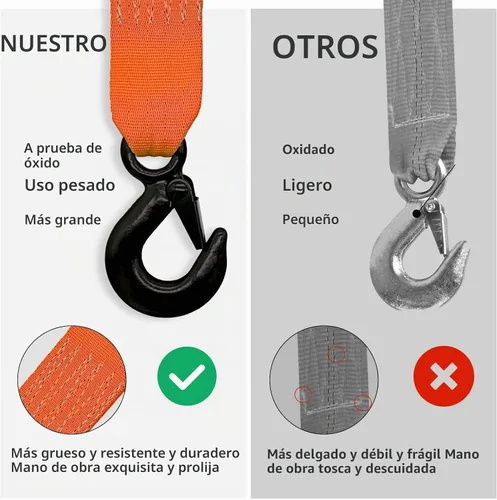 Vista 3 de Correa de cabrestante de remolque con gancho, correa de cabrestante de barco resistente de 1.5 pulgadas y 16 pies con 4500 libras de resistencia a