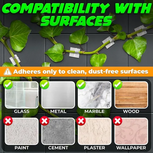 Vista 3 de 100 clips transparentes para plantas trepadoras de interior, clips de pared blancos y flexibles para plantas trepadoras para organizar enredaderas