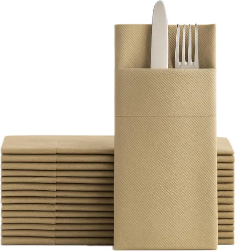 Vista 13 de Servilletas de papel desechables azul bebé con bolsillo incorporado para cubiertos, servilletas de tacto de lino absorbentes para cocina, baño