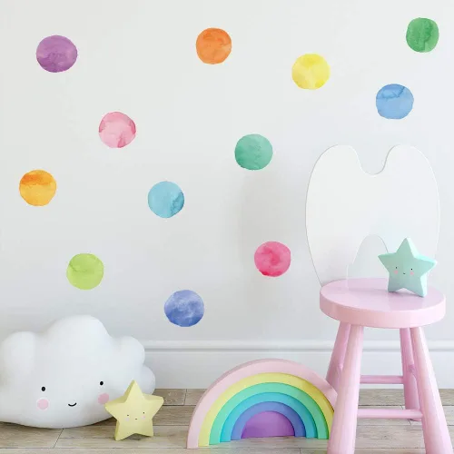 Vista 14 de Calcomanía de pared de arco iris, calcomanía de pared para guardería, atractivos arco iris acuarela, calcomanías de vinilo extraíbles para niños