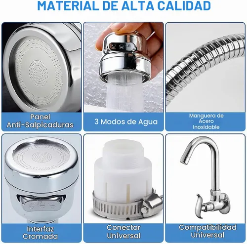 Vista 4 de Accesorio de rociador de grifo de cocina, extensor de grifo móvil