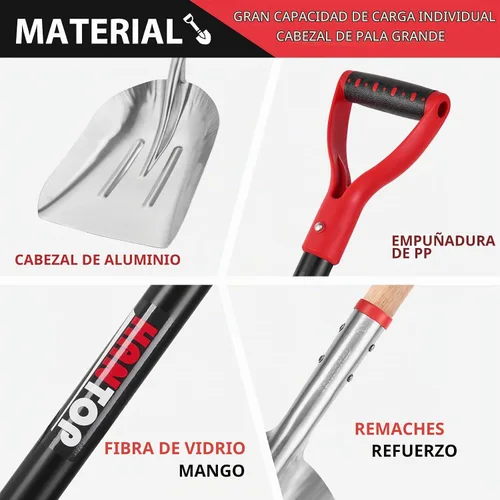 Vista 3 de Pala Excavadora de Aluminio de Servicio Pesado Pala Excavadora Grande para Granja Pala de Nieve de Metal para Entrada de Vehículos, 45 pulgadas