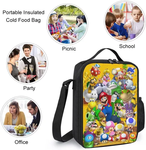 Vista 5 de oqatdsn Mar.io Su.per - Mochila para adolescentes y niñas con lonchera y estuche 3 en 1