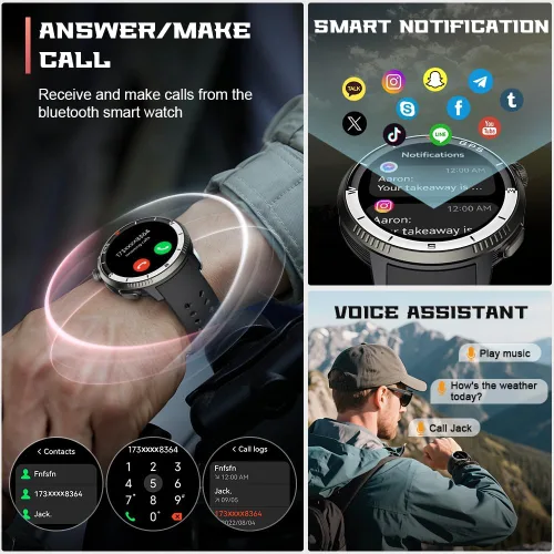 Vista 2 de Reloj inteligente (respuesta/hacer llamada), reloj inteligente para hombres y mujeres, pantalla AMOLED HD de 1.43 pulgadas, pista de actividad