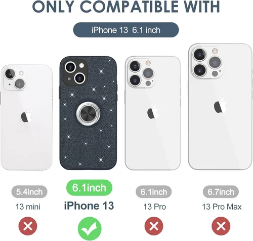 Vista 7 de Hython Funda para iPhone 13 con Soporte de Anillo [Soporte de Anillo Giratorio de 360° con Base Magnética] [Compatible con Soporte de Coche] Bonita