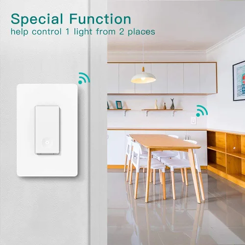Vista 5 de TREATLIFE Paquete de 4 interruptores inteligentes de 3 vías, requiere cable neutro, interruptor de luz inteligente WiFi de 2.4 GHz, funciona