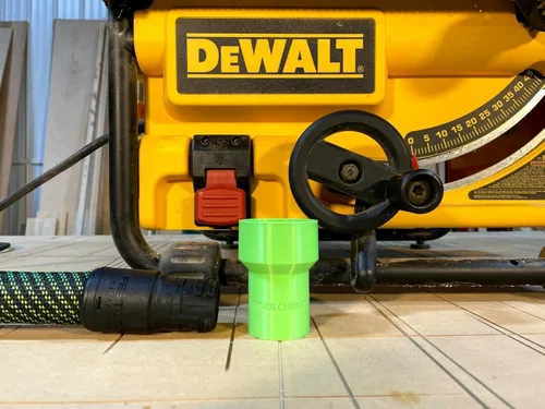 Vista 2 de Adaptador de manguera de ToolCurve compatible con manguera Festool de 27 mm para sierras de mesa de 2 1/4 de Dewalt, Milwaukee y Ridgid