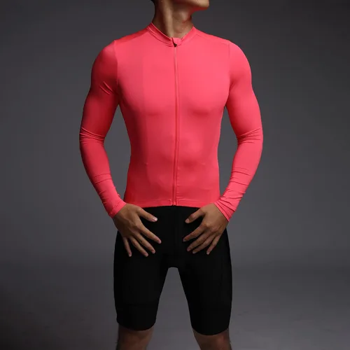 Vista 2 de Camiseta de ciclismo de manga larga para hombre, con bolsillo con cremallera, ligera, Aero Race Fit Pro Road Bike, UPF 50+