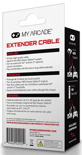 Vista 2 de My Arcade Ten Foot Gamepad Extender Cable for The Nintendo SNES Classic Edition Console or NES Classic Edition Console