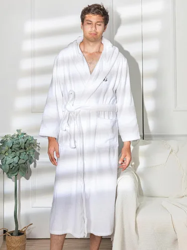 Vista 5 de AW BRIDAL 2Pcs Couple Terry Cloth Robes 100% Cotton Hooded Spa Robe for Women Men Wedding Anniversary Engagement Gifts
