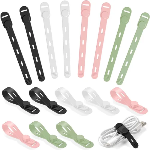 Vista 9 de Kit organizador de cables de 48 piezas, bridas de silicona reutilizables, clips adhesivos fuertes para gestión de cables, gestión de cables