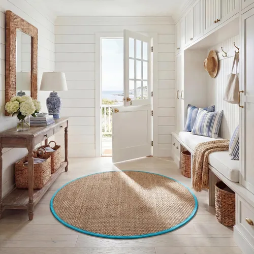 Vista 150 de SAFAVIEH Natural Fiber Collection NF114A - Alfombra de pasillo de hierba marina con patrón de tejido de cesta y borde, de 2 pies 6 pulgadas x 16