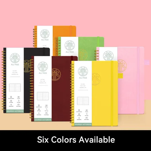 Vista 6 de Alltree Cuaderno de espiral de papel cuadriculado, cuaderno gráfico en espiral para trabajo, 6 x 8.25 pulgadas, 160 páginas, cuaderno de cuadrícula