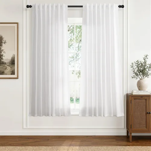 Vista 61 de Hokibero Cortinas de lino natural de 96 pulgadas de largo para sala