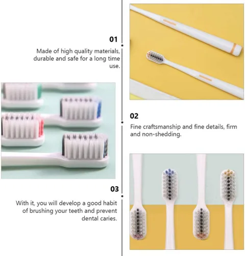 Vista 4 de Cepillos de dientes de viaje, 5 piezas, cepillo de dientes extra para adultos con cerdas micro cepillos de dientes manuales para encías, cepillos