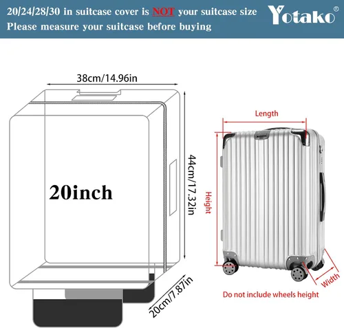 Vista 2 de Yotako Protectores de cubierta de maleta de PVC transparente 24 28 30 pulgadas cubierta de equipaje para maleta con ruedas, Transparente, Pvc