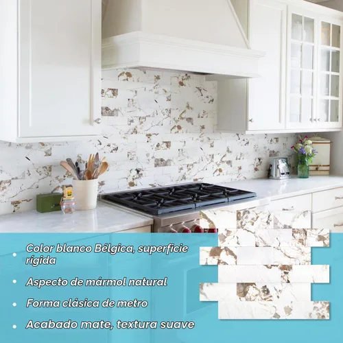 Vista 2 de STICKGOO 10 hojas de revestimiento para despegar y pegar, panel de pared 3D de material compuesto de aluminio, calcomanías de azulejos tipo metro