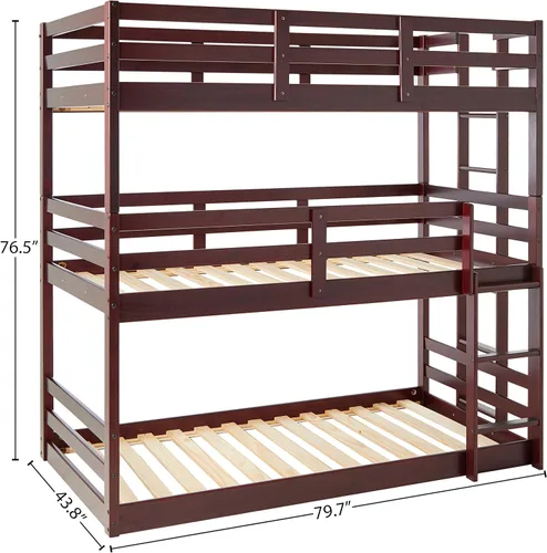 Vista 3 de Donco Kids DONCI 1555-TTTCP Litera triple individual/individual/individual capuchino oscuro