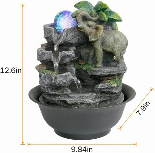 Vista 2 de BEAMNOVA - Fuentes de agua para interiores, elefante Feng Shui con bola giratoria Estilo 3