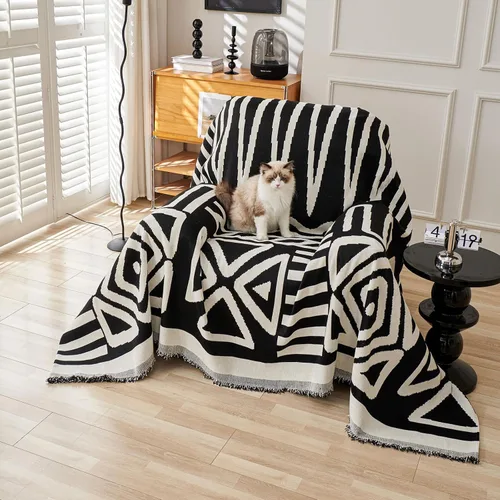 Vista 41 de HANDONTIME Fundas de Sofá Sillón Funda de Sofá Boho para Perros Caqui Funda de Sofá con Borlas Silla Reclinable Funda de Futón Lavable 1 Cojín Sofá