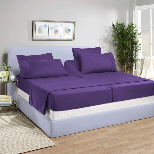 Vista 18 de Juego de sábanas divididas de 5 piezas de 800 hilos para cama ajustable (2 piezas, 1 sábana plana y 2 fundas de almohada) 100% algodón egipcio