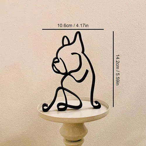 Vista 7 de ROTORS Escultura de arte minimalista para perros, línea abstracta de metal para perro, estatua de arte de dibujo geométrico, adornos creativos