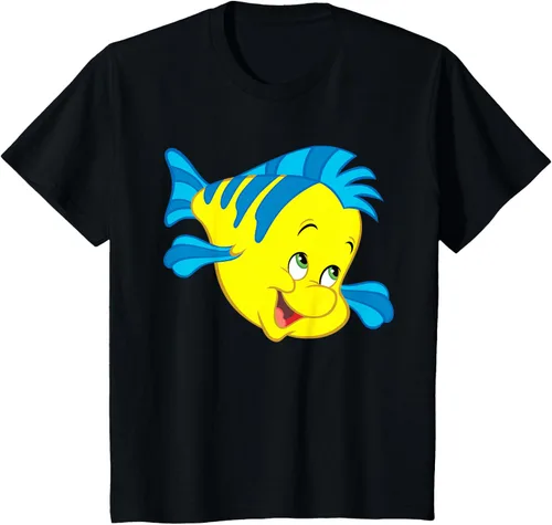 Vista 82 de Disney Camiseta de disfraz de cara grande de la Sirenita Flounder Sidekick