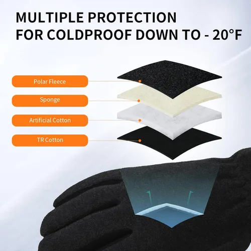 Vista 4 de Guantes de invierno para hombres y mujeres -20 F térmicos de piel de ciervo aislados, guantes de trabajo de forro polar cálido Heatlok de algodón