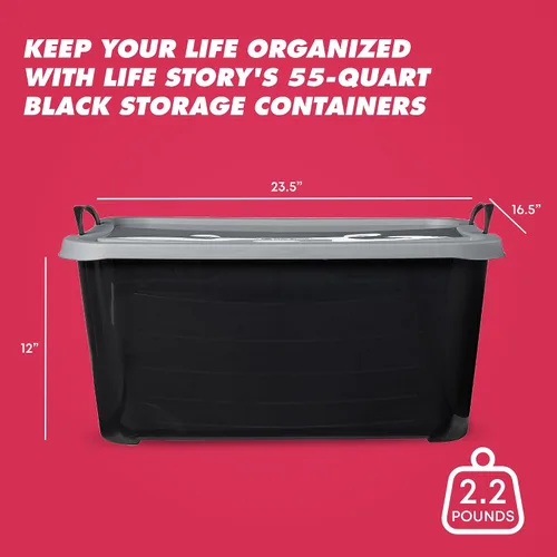 Vista 3 de Life Story - Paquete de 6 contenedores apilables resistentes para almacenamiento de 55 cuartos, organizador para el hogar, contenedores versátiles