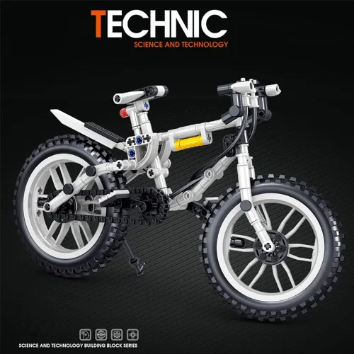 Vista 2 de Bloques de construcción de bicicleta, juego de construcción de modelo de bicicleta de montaña, escala 16, kit de construcción de bicicleta de alta