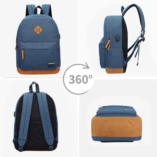 Vista 9 de Mochila Grande de Equipaje de Mano para Portátil para Viajes, Azul