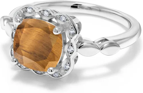 Vista 11 de Gem Stone King Anillo de compromiso de plata de ley 925 de 0.315 in con piedra natal y zafiro blanco creado Anillo de compromiso de boda