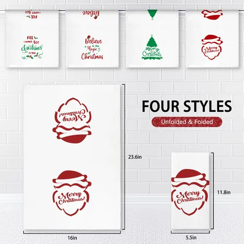 Vista 2 de Nialnant Juego de 4 paños de cocina de Navidad para cocina y baño, regalos de inauguración de la casa, decoración de Navidad para cocina, 16 x 23.6