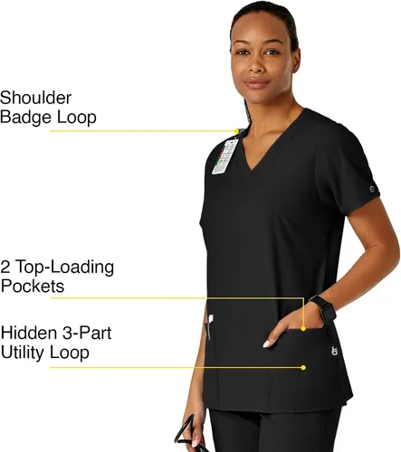 Vista 2 de WonderWink Women's Basic V-Neck Top