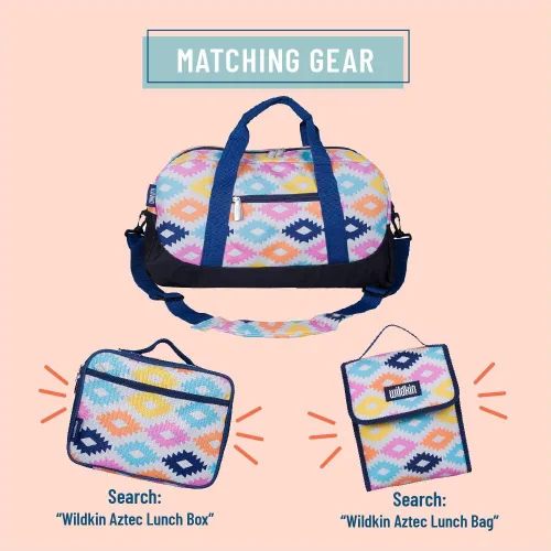 Vista 3 de Wildkin Overnighter - Bolsos de lona para niños y niñas, perfectos para pijamadas, prácticas escolares y viajes tamaño de mano (diseño azteca)